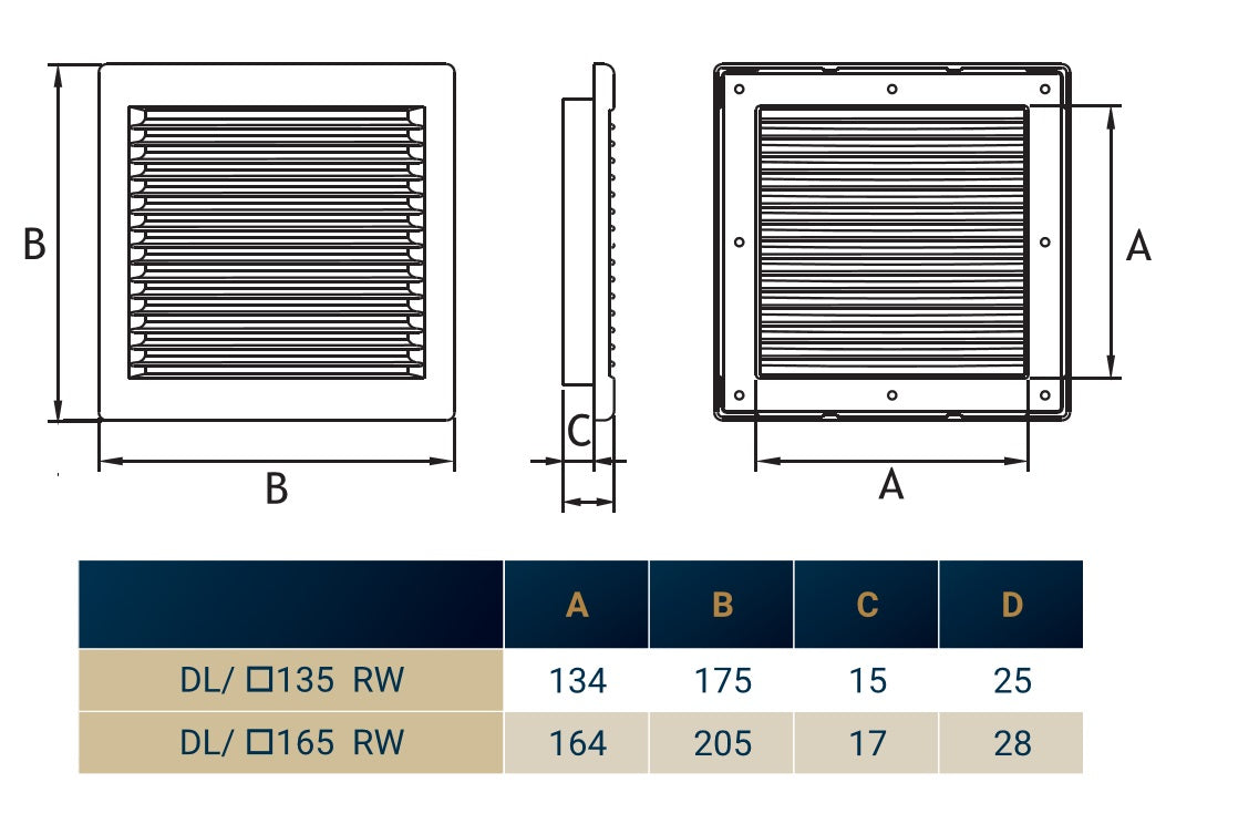 White Louvre Vent DL/135 RW LUX with Insect Mesh