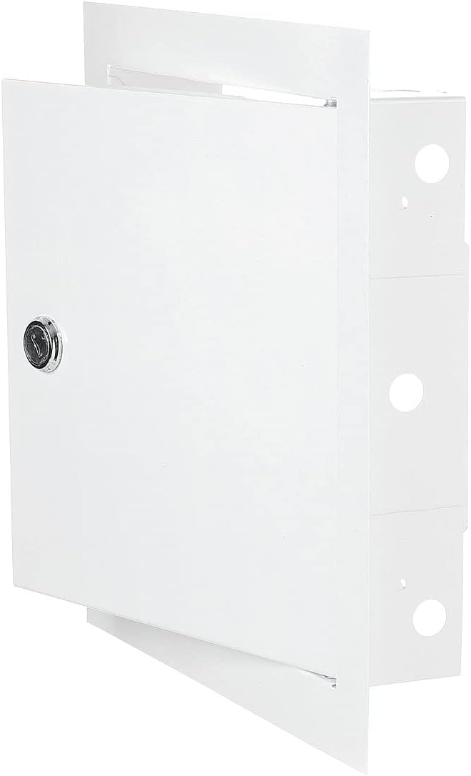 White Metal Access Door Panel with Lock 250mm x 300mm