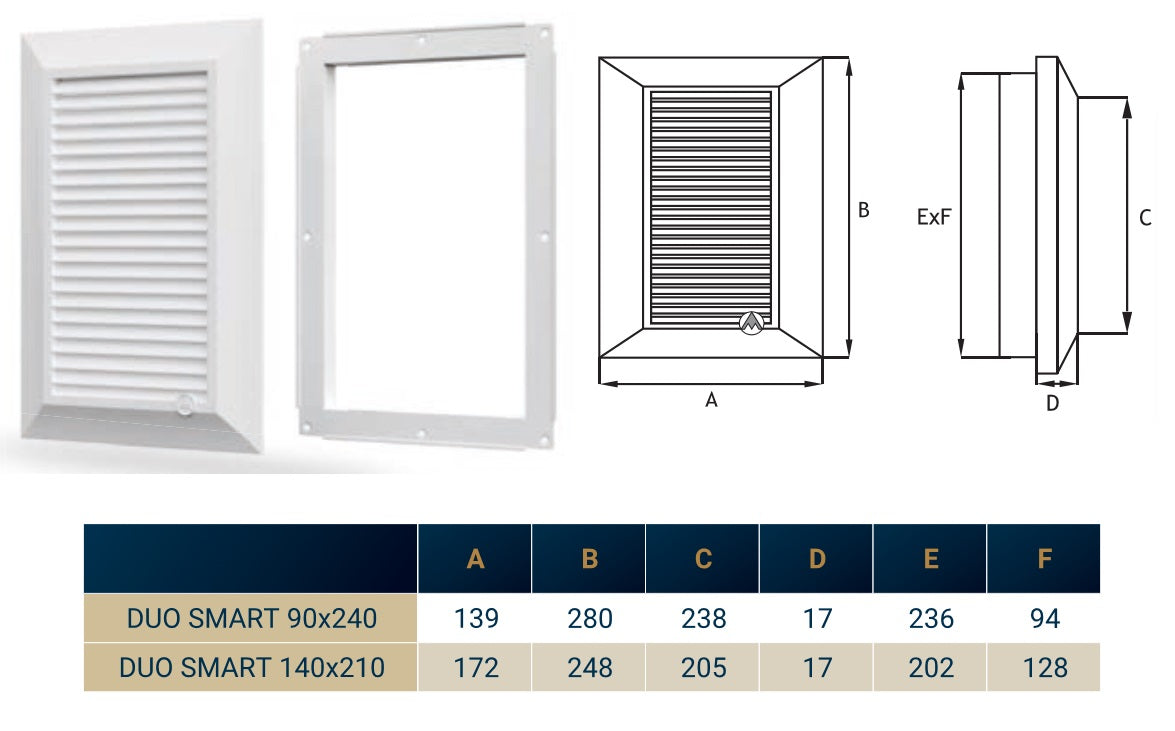 Brown Duo Smart Louvre Vent 90mm x 240mm with Insect Mesh
