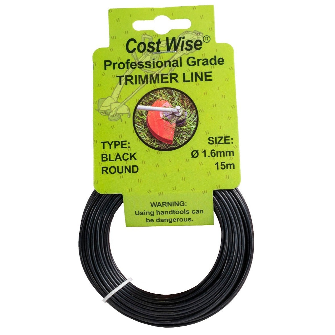 Black Round Strimmer Line 1.6mm x 15m
