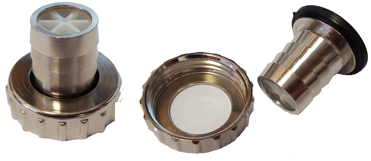 Brass Tap Connector: 1" BSP Female Inlet and 3/4" Barb Outlet