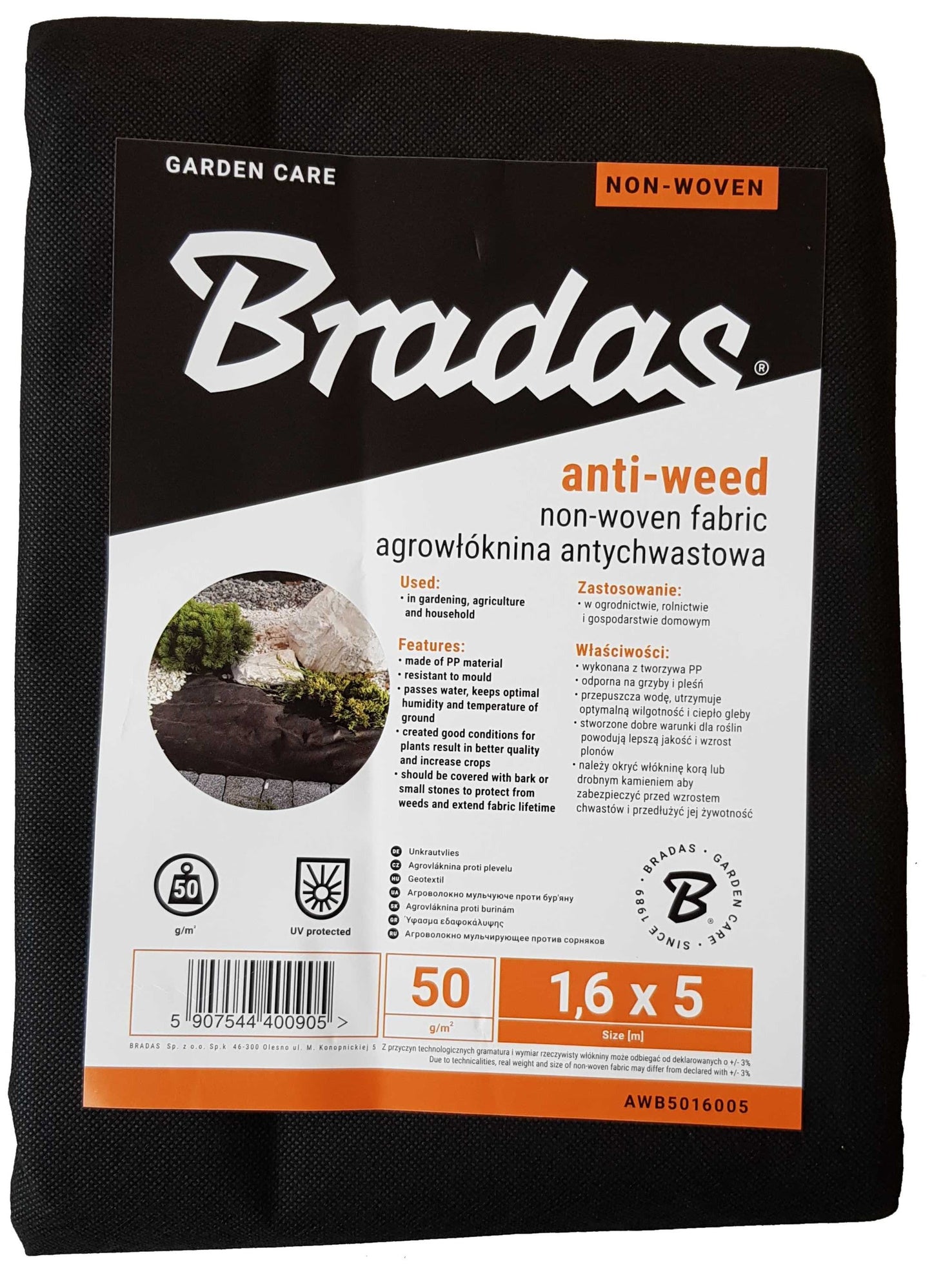 50gsm Non-Woven Weed Control Fabric 1.6m x 5m