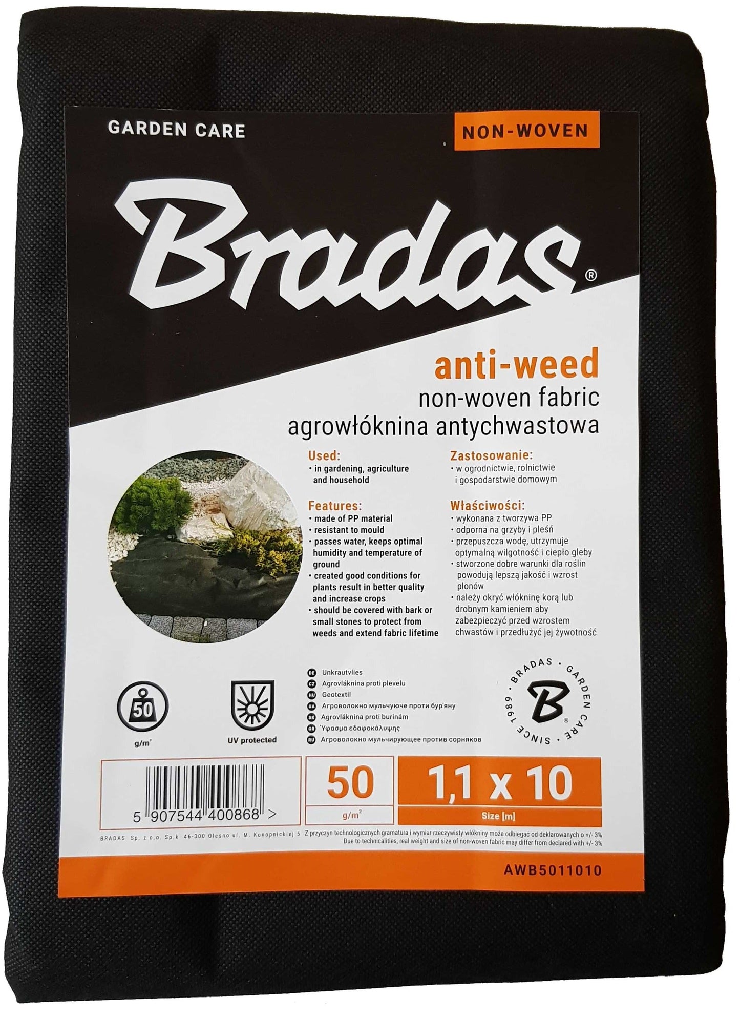 50gsm Non-Woven Weed Control Membrane Fabric, 1.1m x 10m