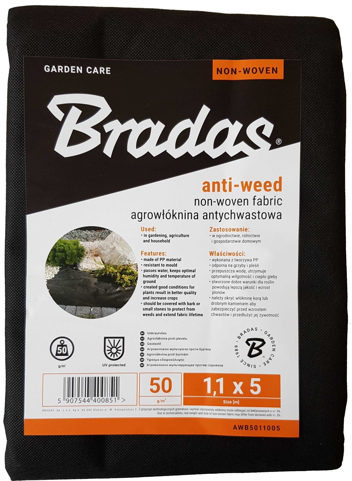 50gsm Non-Woven Weed Control Fabric, 1.1m x 5m