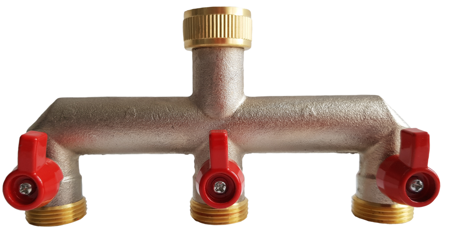 Brass Three-Way Tap Splitter 3/4" BSP