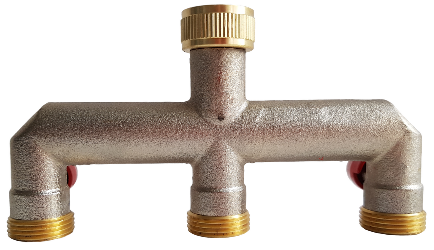 Brass Three-Way Tap Splitter 3/4" BSP
