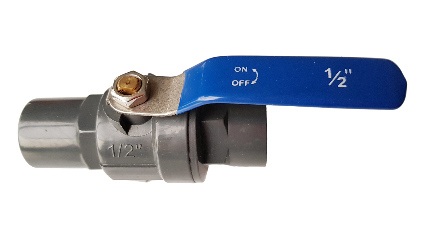 1/2″ BSP Female PP Stopcock Including Stainless Steel Ball Valve & Handle