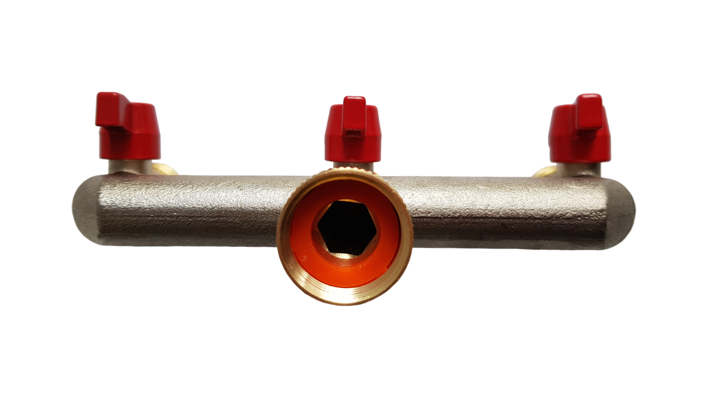 Brass Three-Way Tap Splitter 3/4" BSP