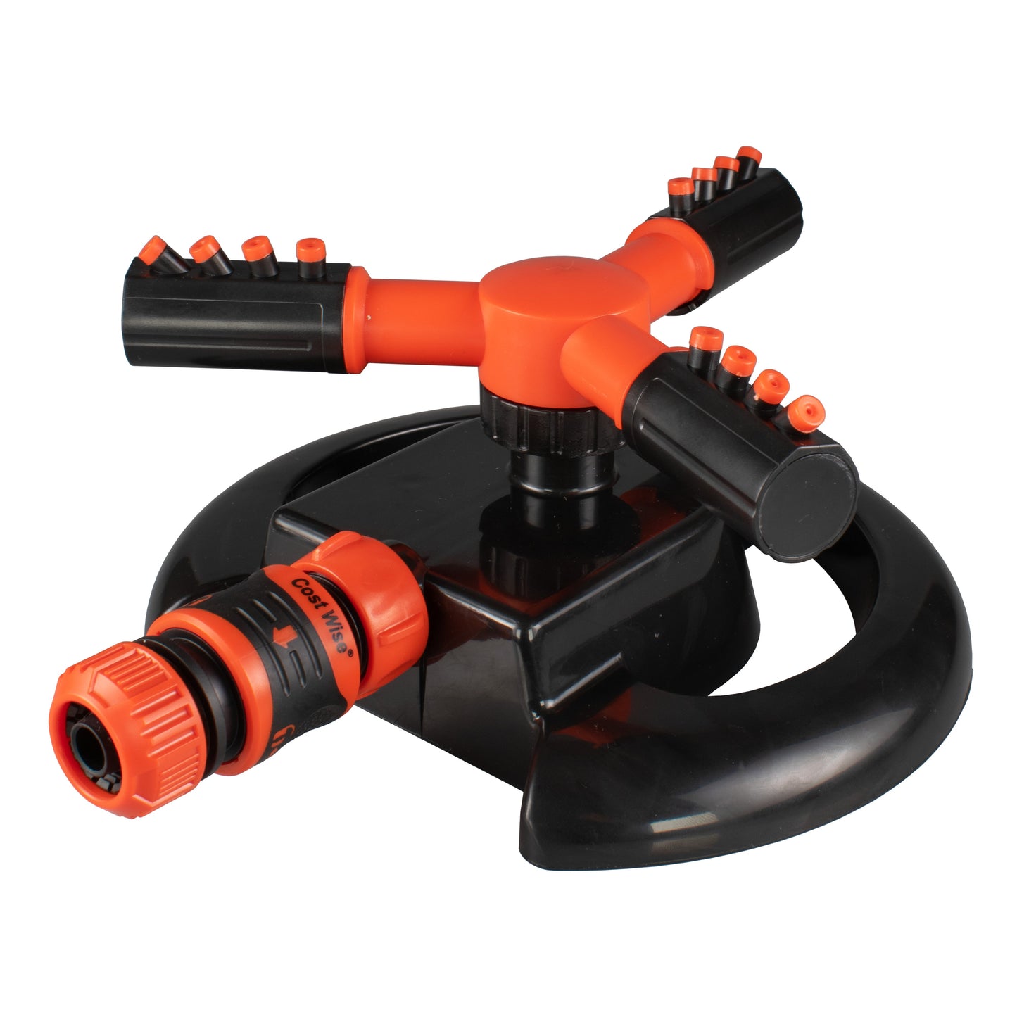 Cost Wise Lawn Sprinkler with 3 Adjustable Rotating Arms, Black/Orange