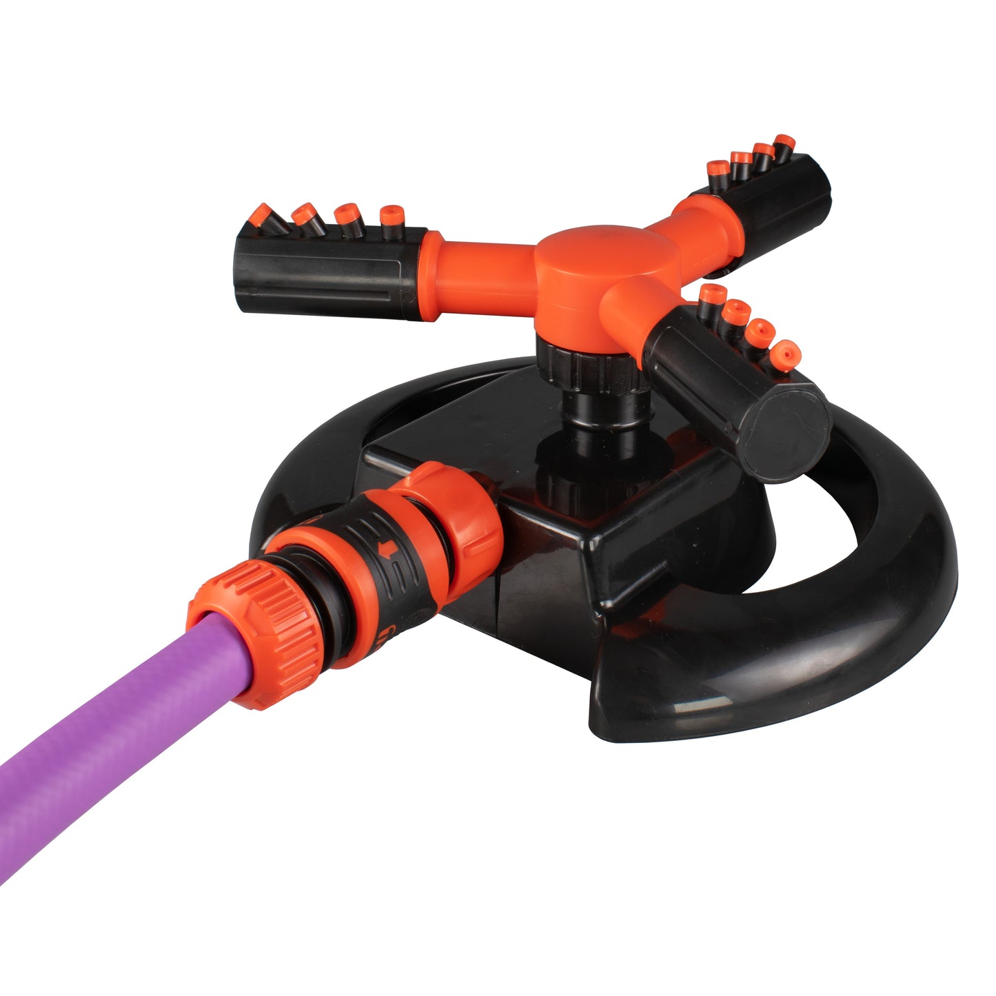 Cost Wise Lawn Sprinkler with 3 Adjustable Rotating Arms, Black/Orange