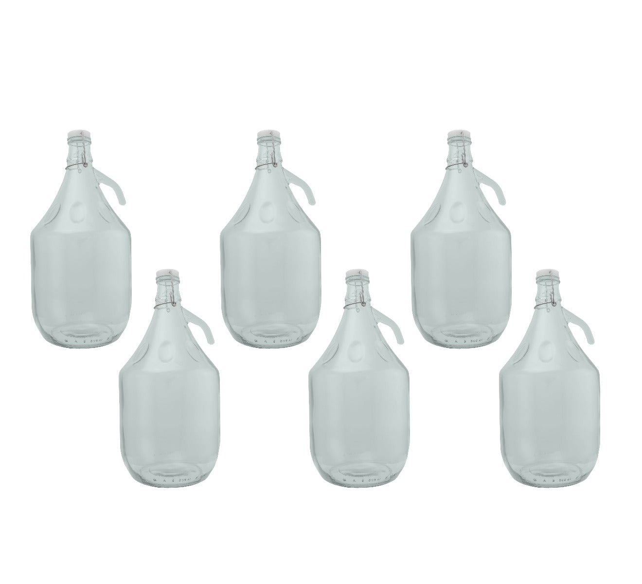 Set of 6 Glass Demijohns 5L Complete with Swing-Top Lid