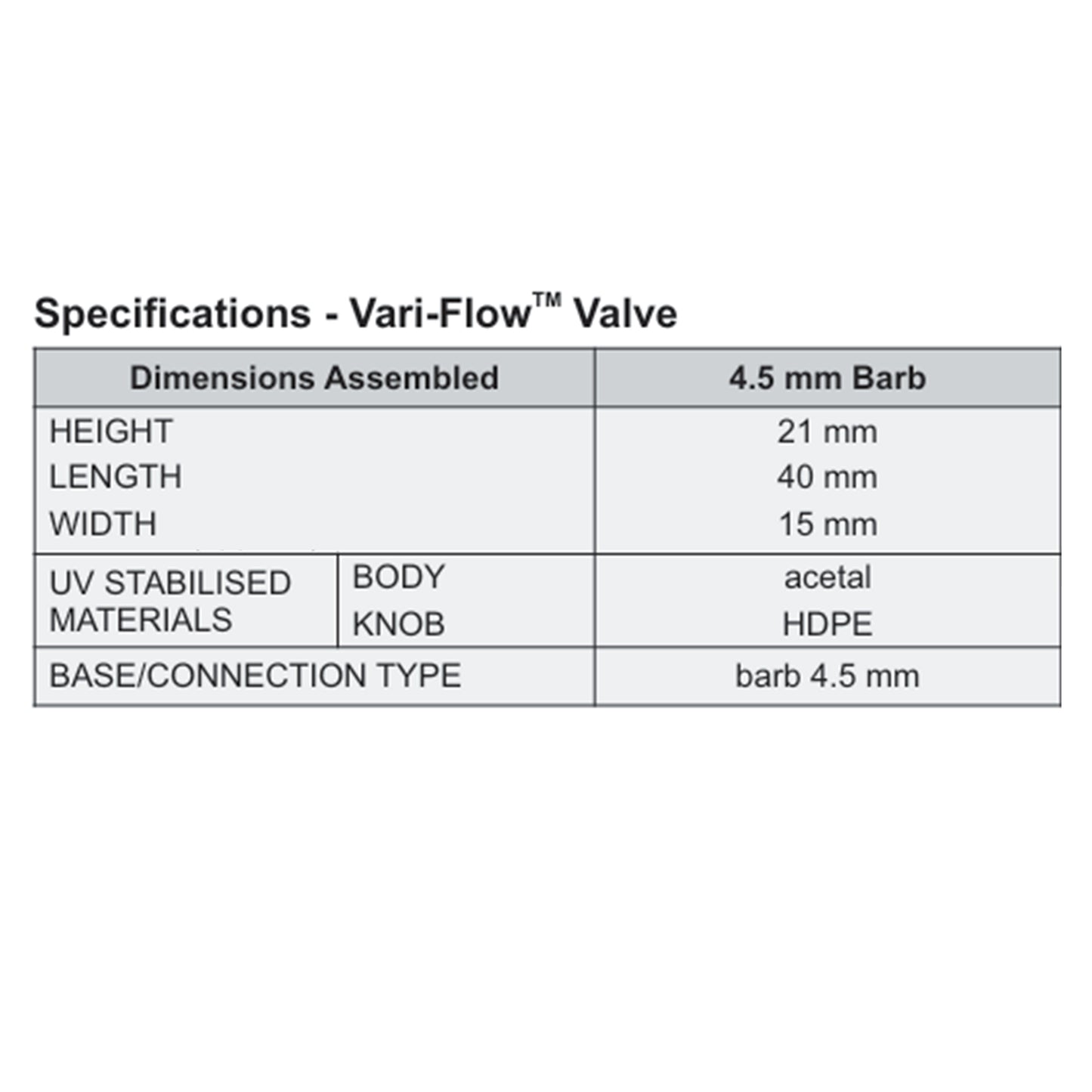 Antelco Vari-Flow™ Adjustable Valve – 4.5mm Barb