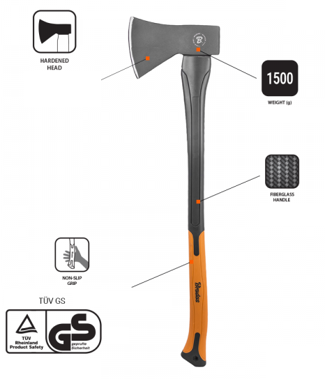 1500g Fibreglass Universal Axe