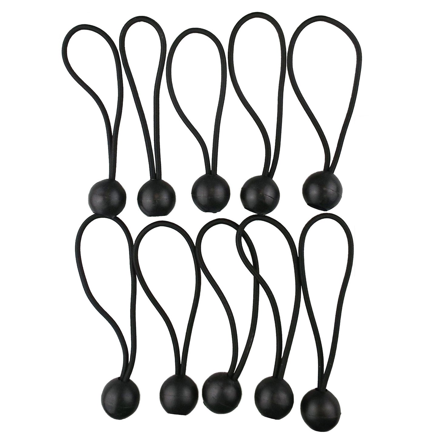 Mixed Size Black Bungee Balls (4", 6", 10") - Pack of 30