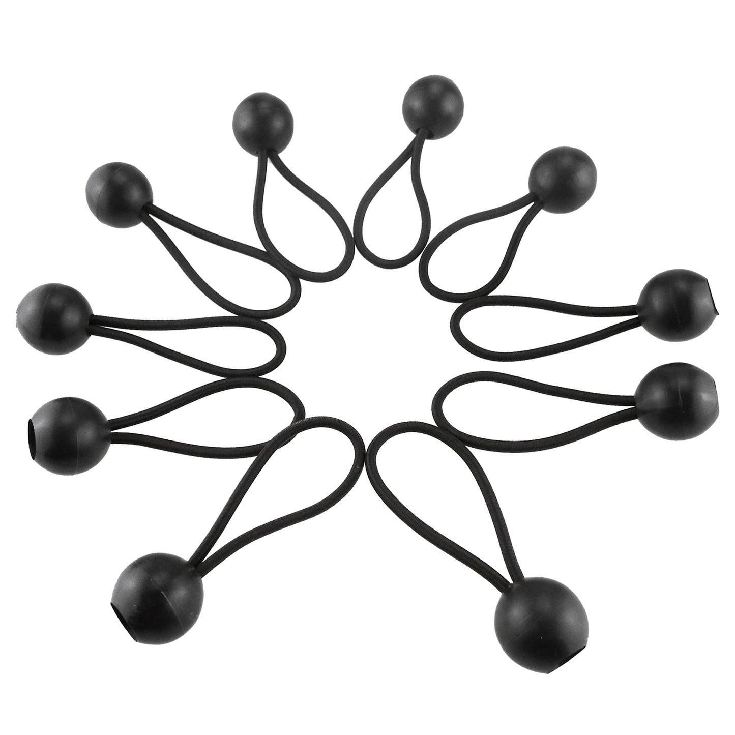 Mixed Size Black Bungee Balls (4", 6", 10") - Pack of 30