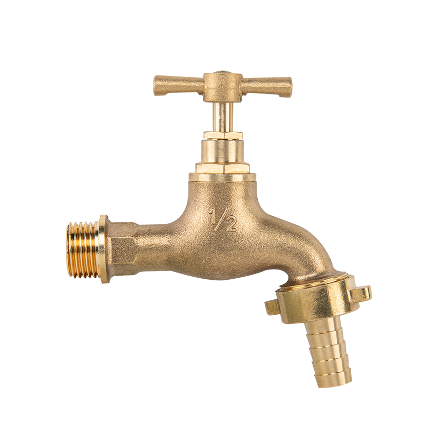 Brass Garden Bib Tap – 1/2" BSP Male Inlet, 3/4" Outlet with 1/2" Hose Tail