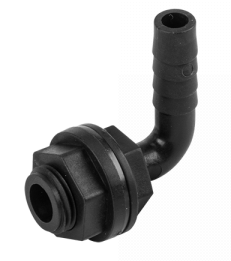 1/2" BSPM 90° Tank Connector with Washer, Nut & 1/2" Barb – Includes Drill Bit