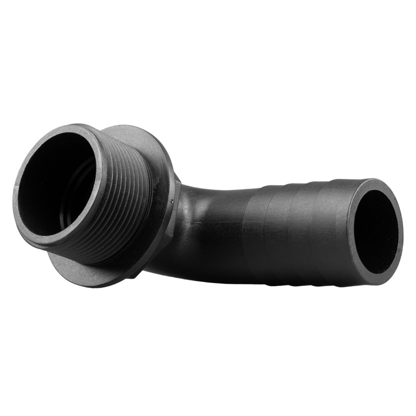 90° Tank Fitting with Washer and Nut — 1" BSP Male to 1" Barbed