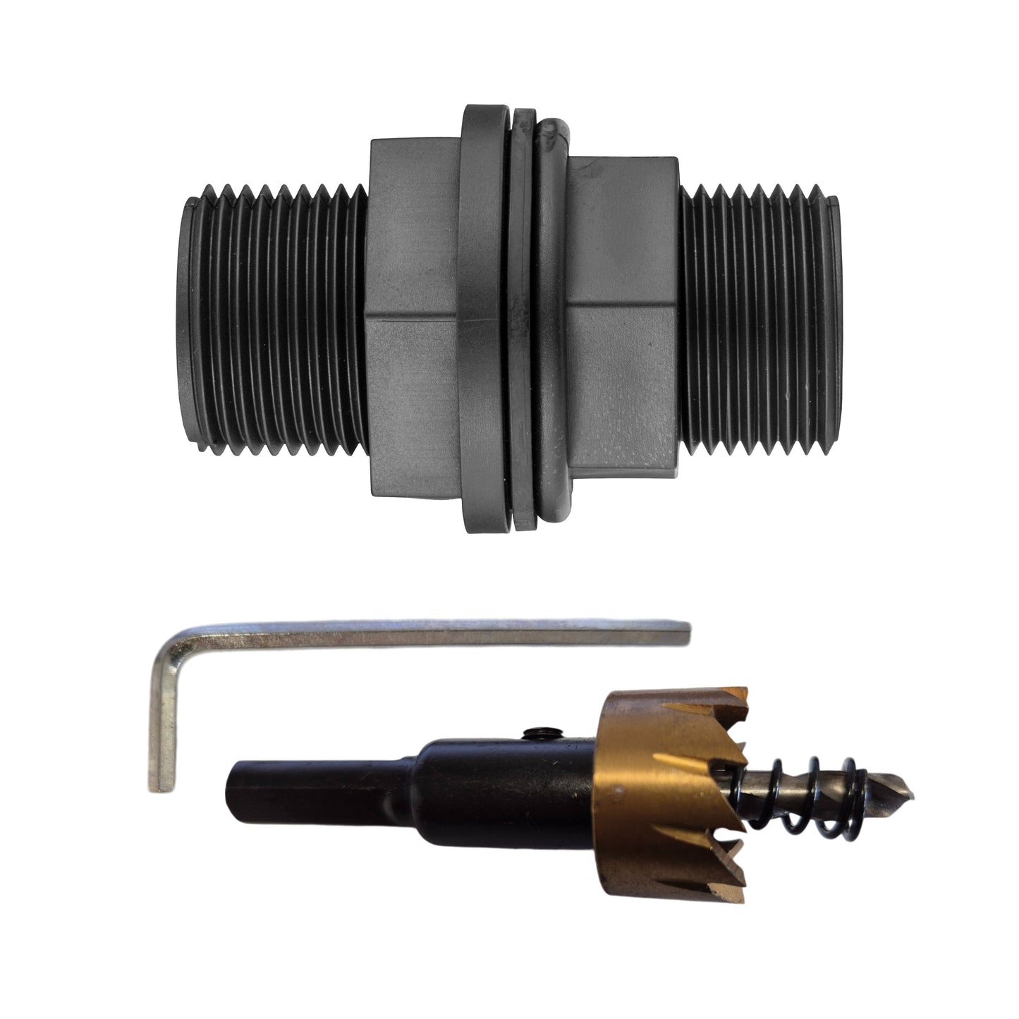 Tank Inlet Connector Set with 3/4" BSPM Thread, Washer and Drill Bit