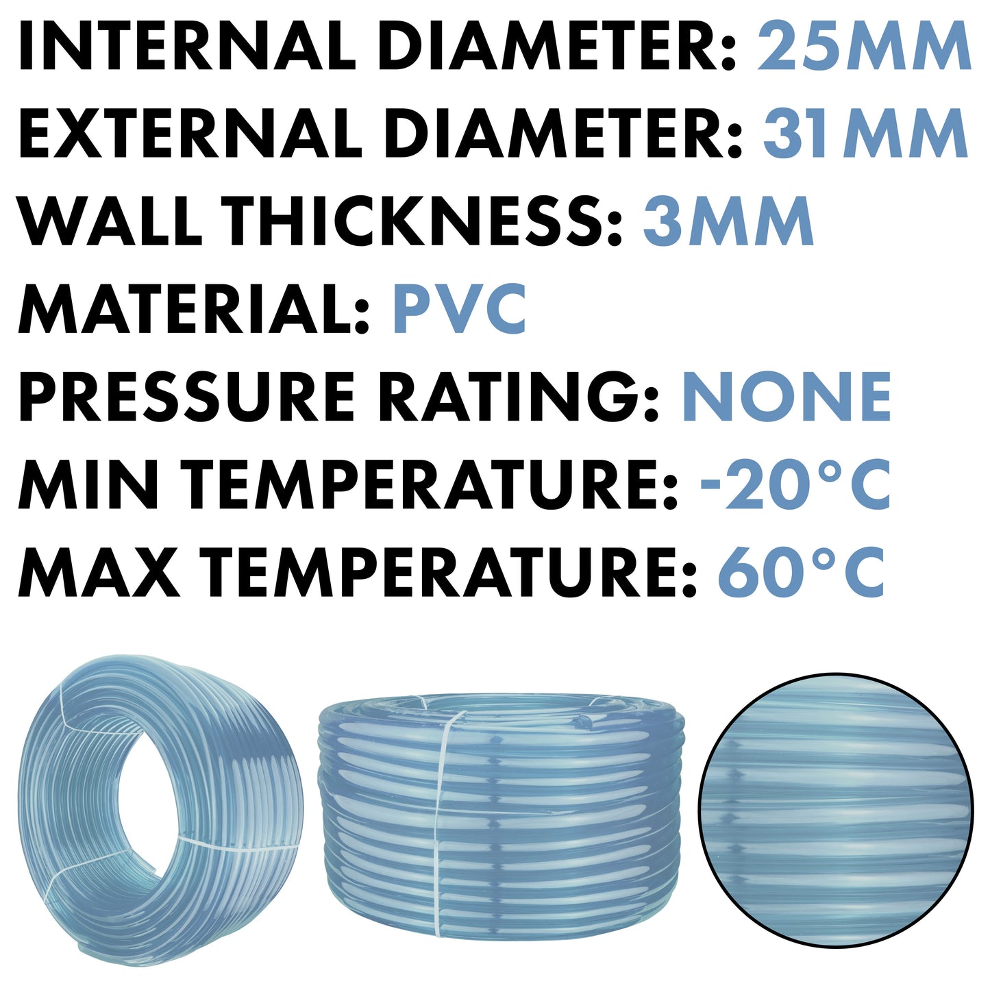 Transparent PVC Hose – 25mm x 31mm