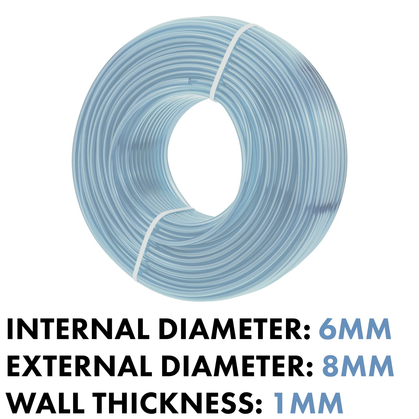 Transparent Flexible PVC Tubing Hose 6mm x 8mm