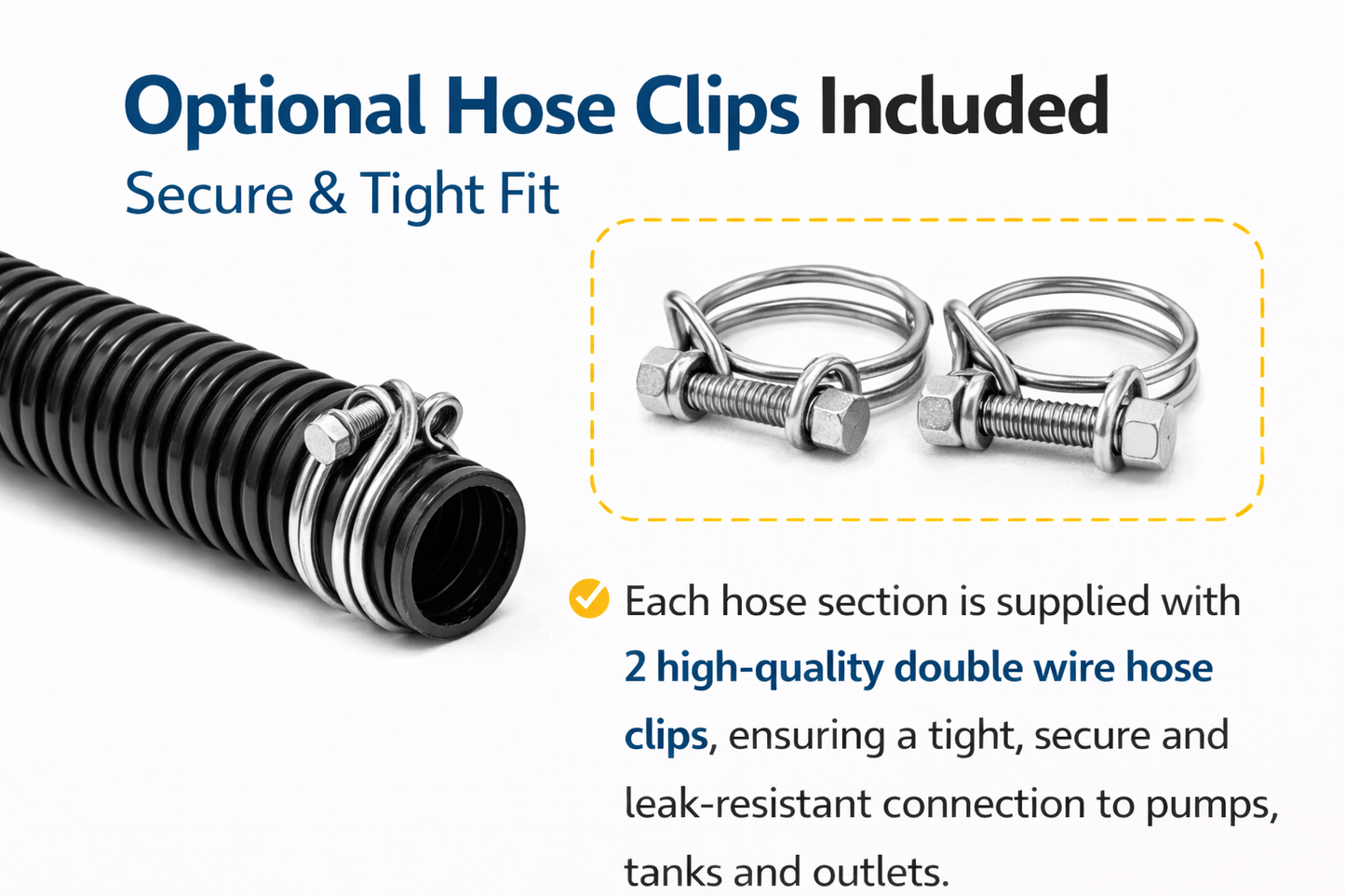Water Butt Overflow Hose Flexible Drain Pipe Motorhome Caravan Waste 19-50mm