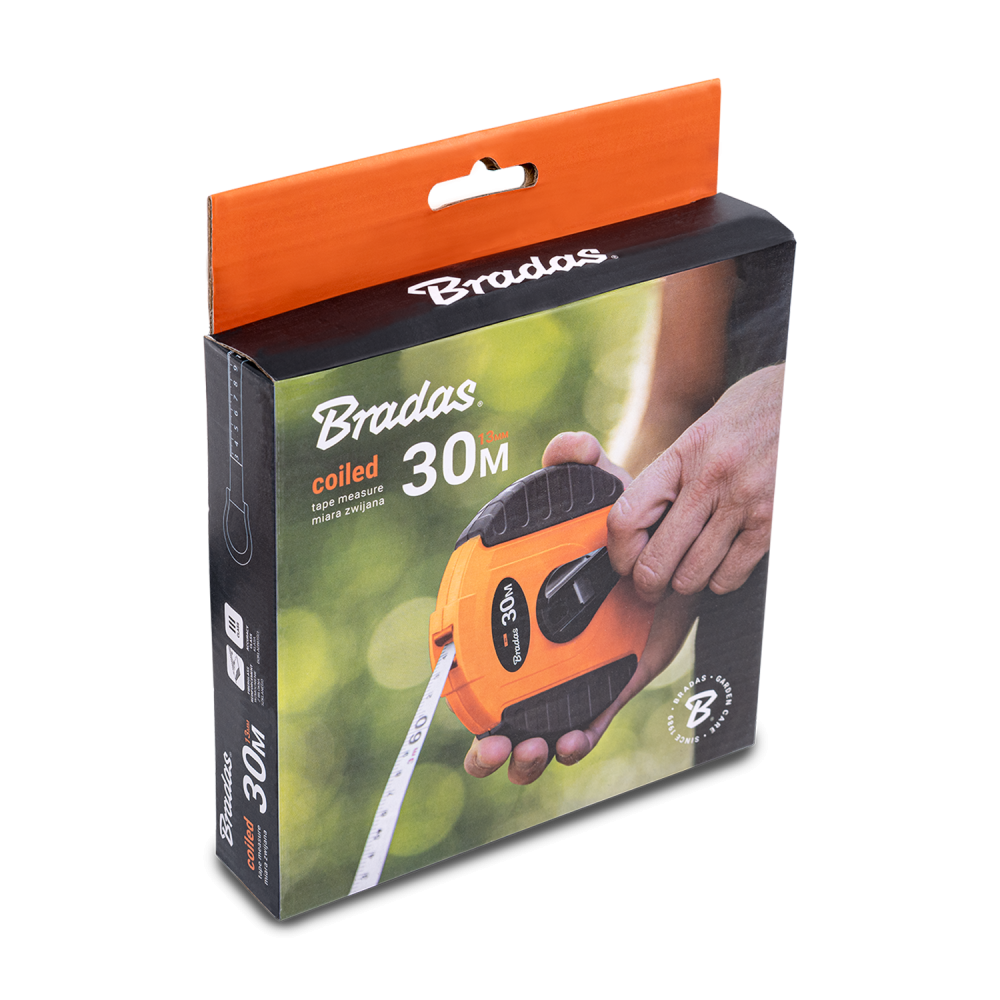 13mm Wide Fibreglass Measuring Tape – Black/Orange, 20m to 50m Range