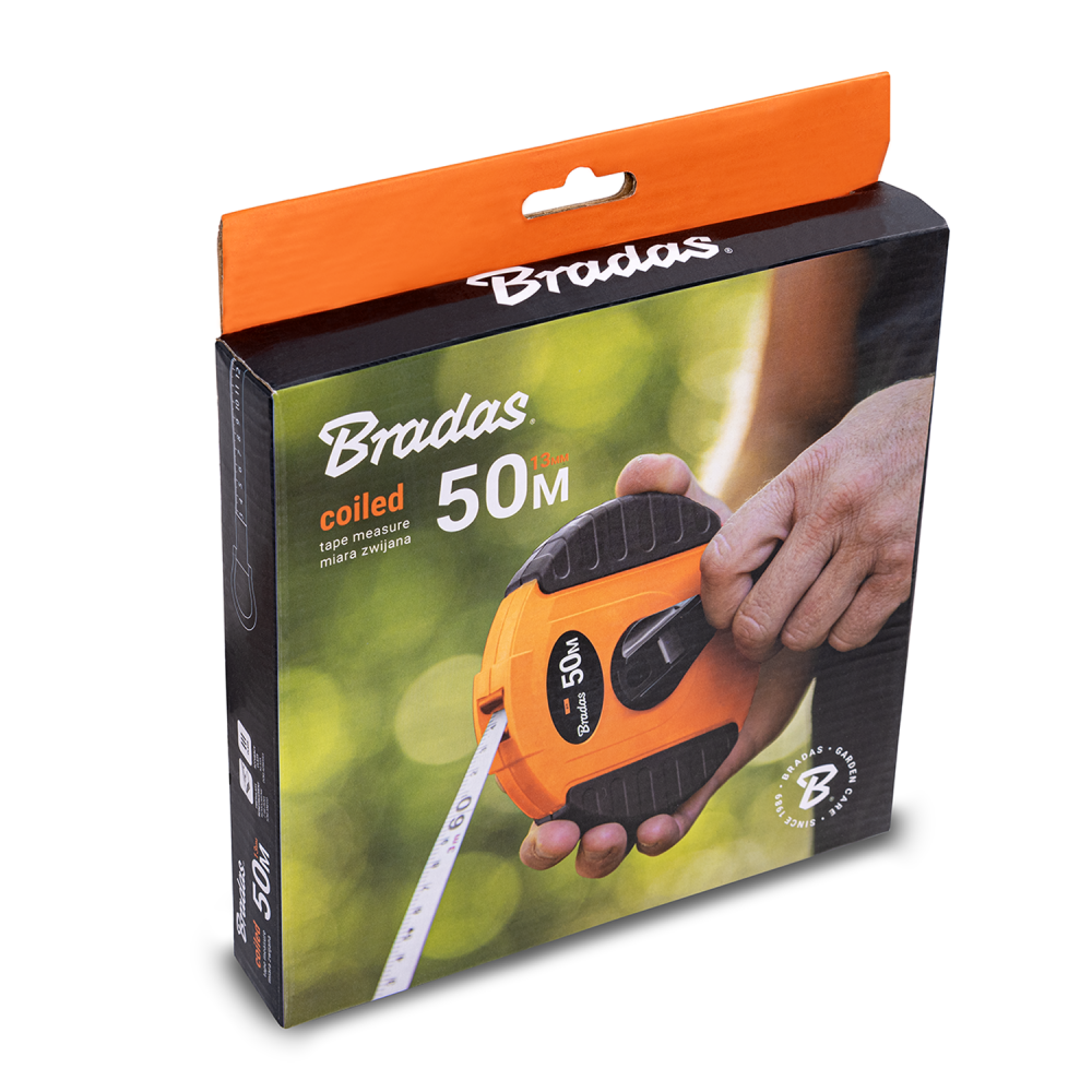 13mm Wide Fibreglass Measuring Tape – Black/Orange, 20m to 50m Range