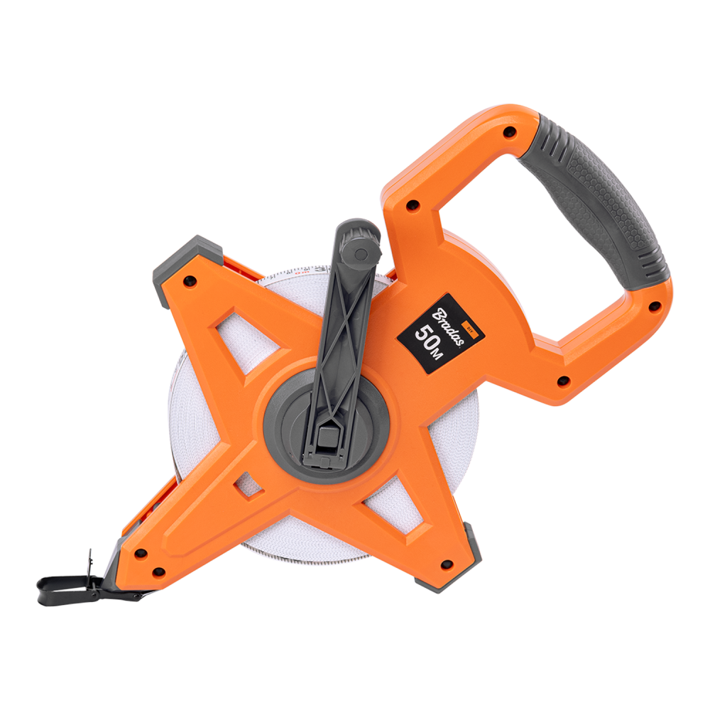 15mm Wide Fibreglas Measuring Tape with Handle – Black/Orange (30m to 100m)