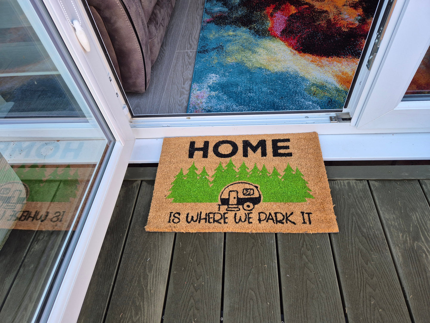 Entrance Mat 60x40 cm – “Home Is Where We Park It” Design