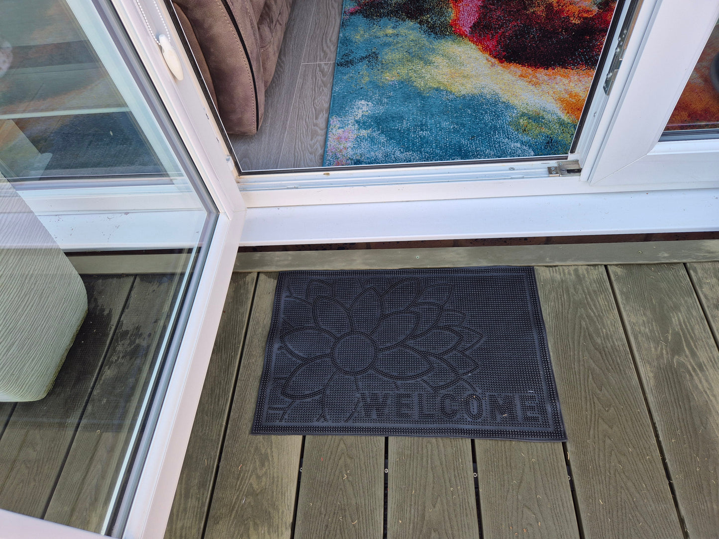 Rubber Entrance Mat 60x40cm – ‘Welcome’ Floral Design