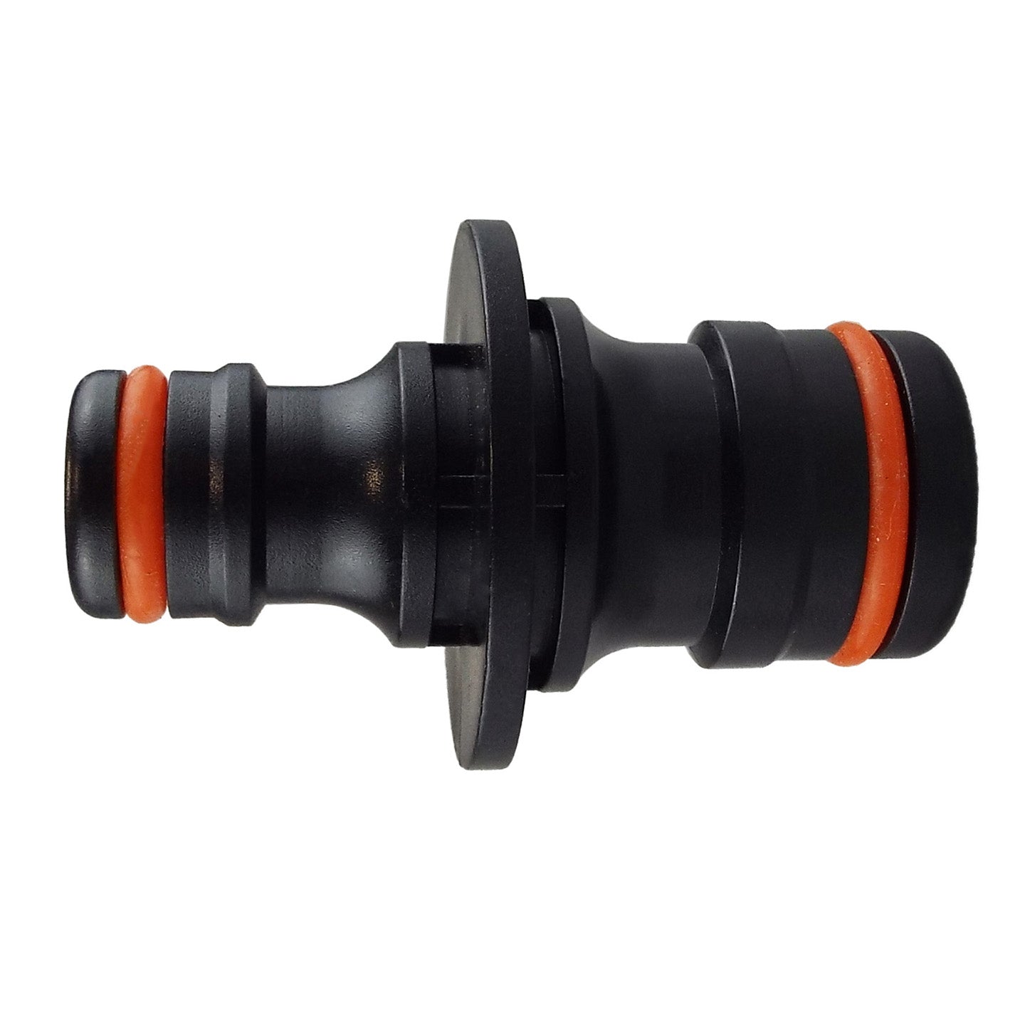 Max Flo Two-Way Adaptor for Standard Male Snap-On Fitting, Black/Orange