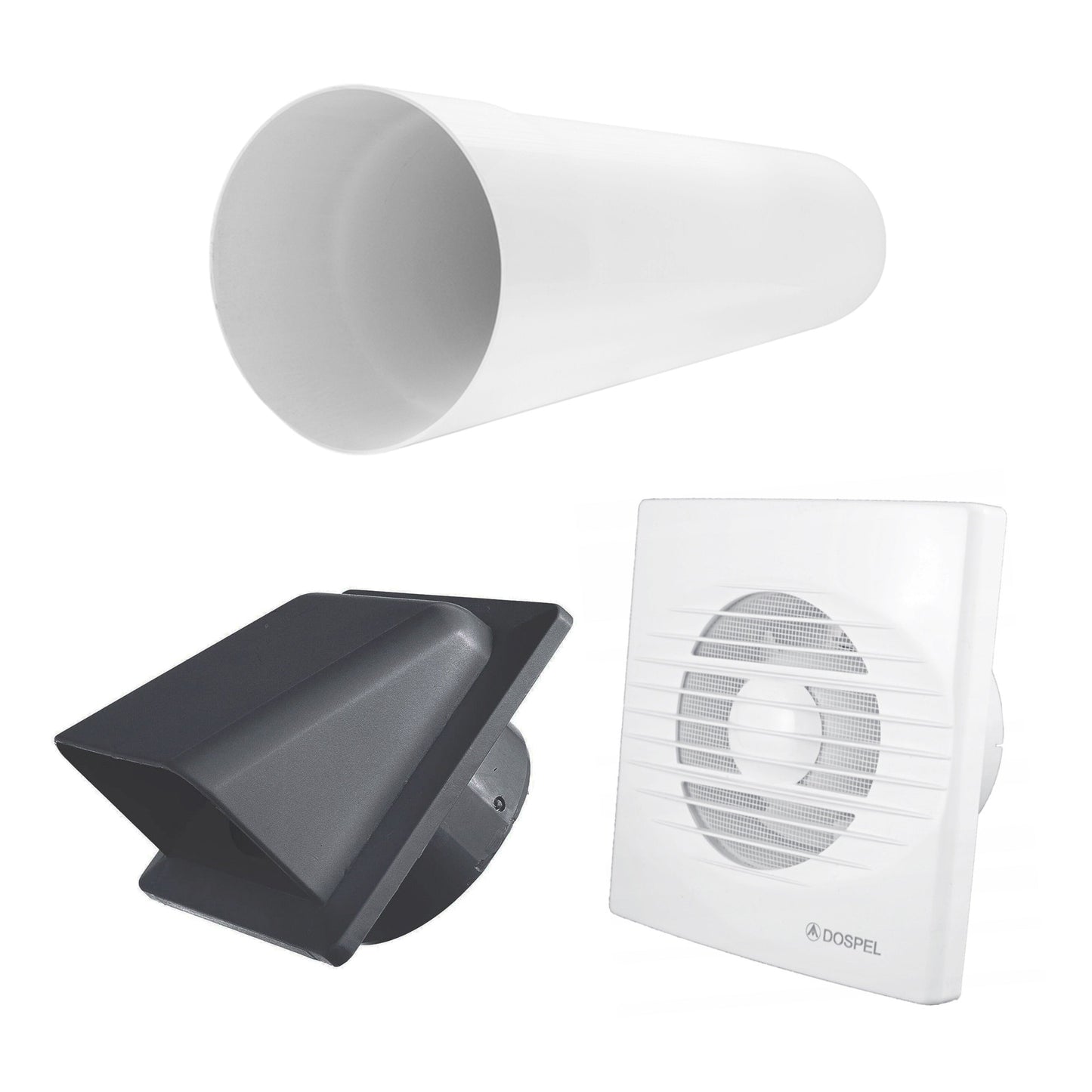 RICO Bathroom Fan Kit with Timer & Humidistat and Graphite External Wall Vent