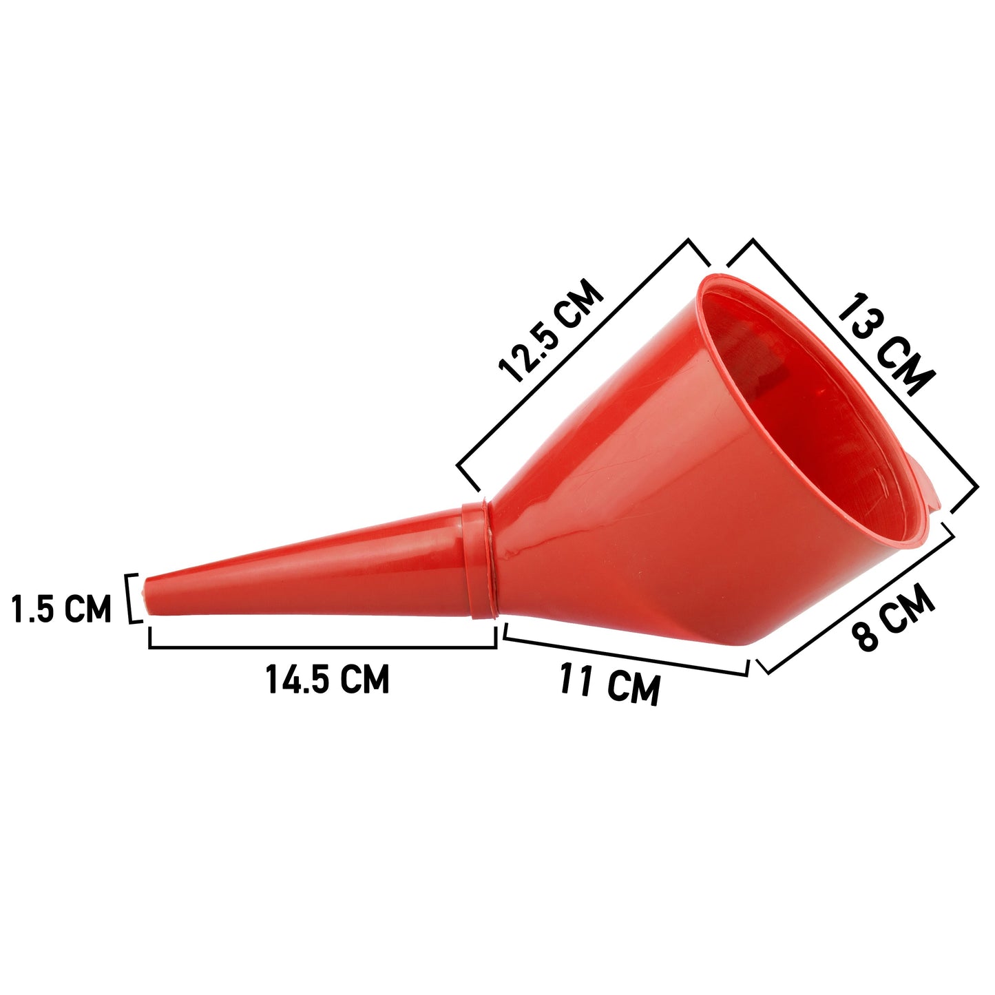 Red Angled Fuel Filling Funnel with Built-In Filter