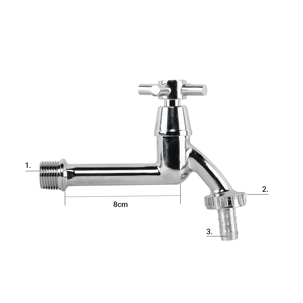 Extended Chrome-Plated Brass Outdoor Cross Bib Tap