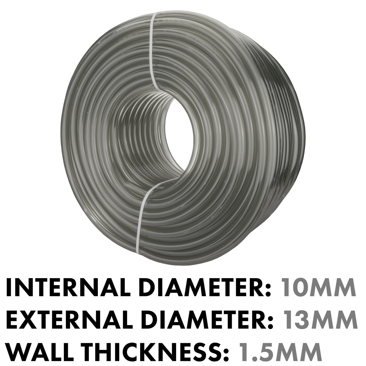 PVC Semi-Transparent Pipe Grey 10mm x 13mm