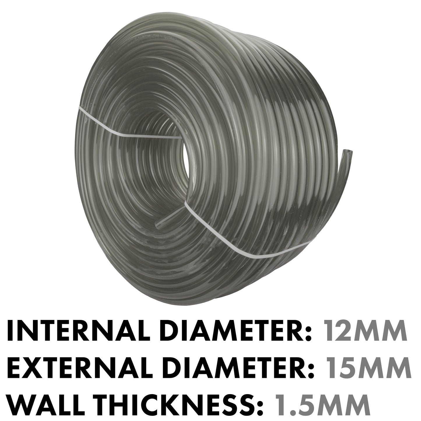 PVC Semi-Transparent Pipe Grey 12mm x 15mm