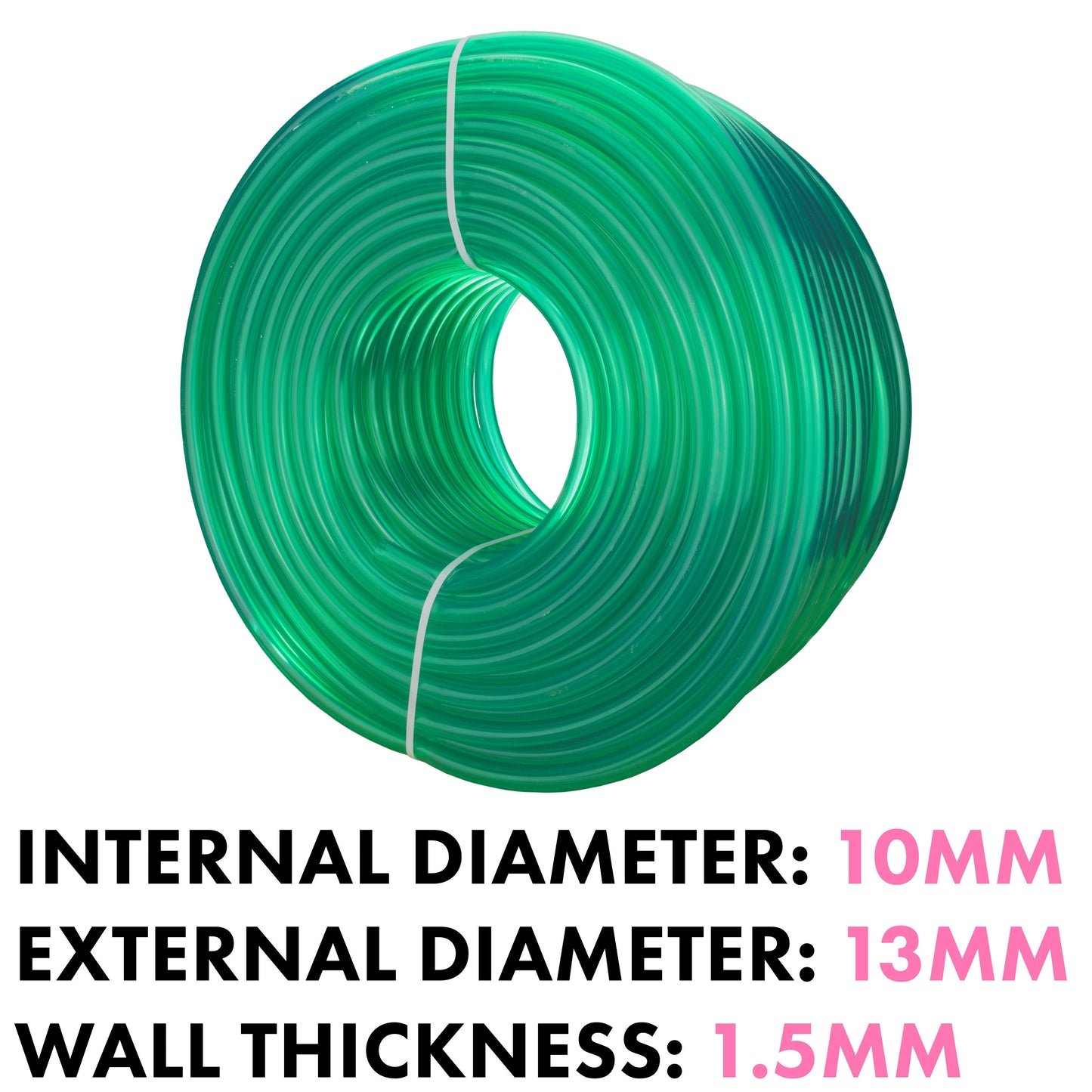 PVC Semi-Transparent Pipe Green 10mm x 13mm