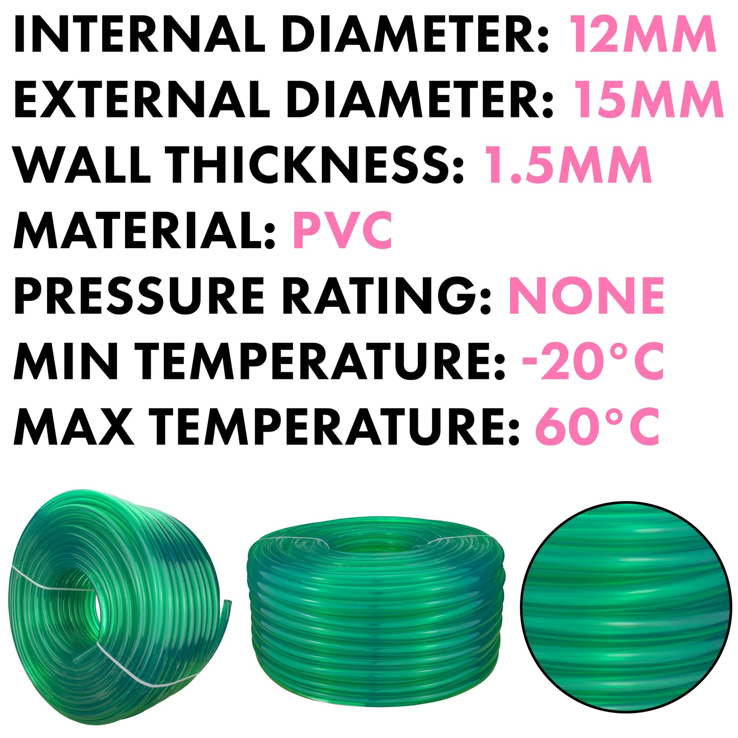 PVC Semi-Transparent Pipe Green 12mm x 15mm