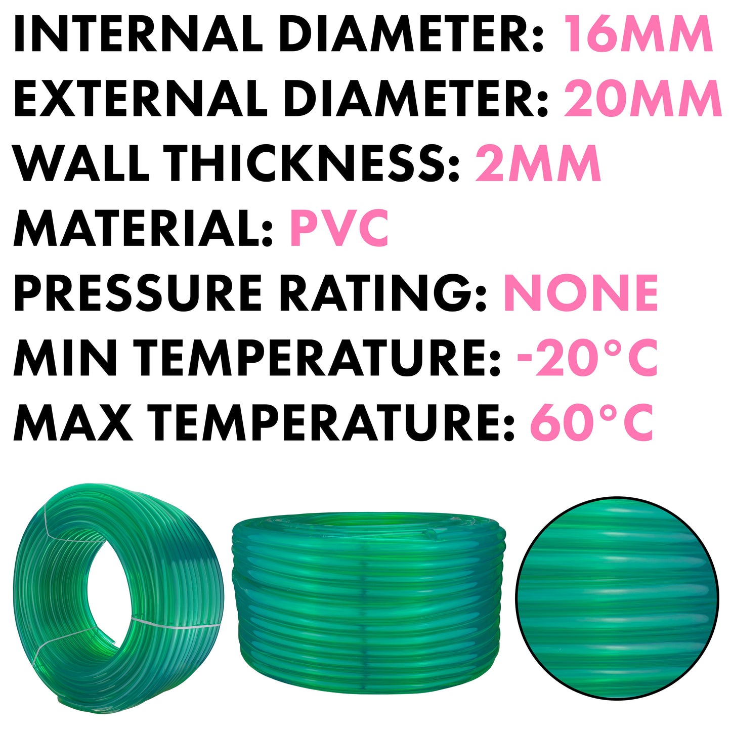 PVC Semi-Transparent Pipe Green 16mm x 20mm