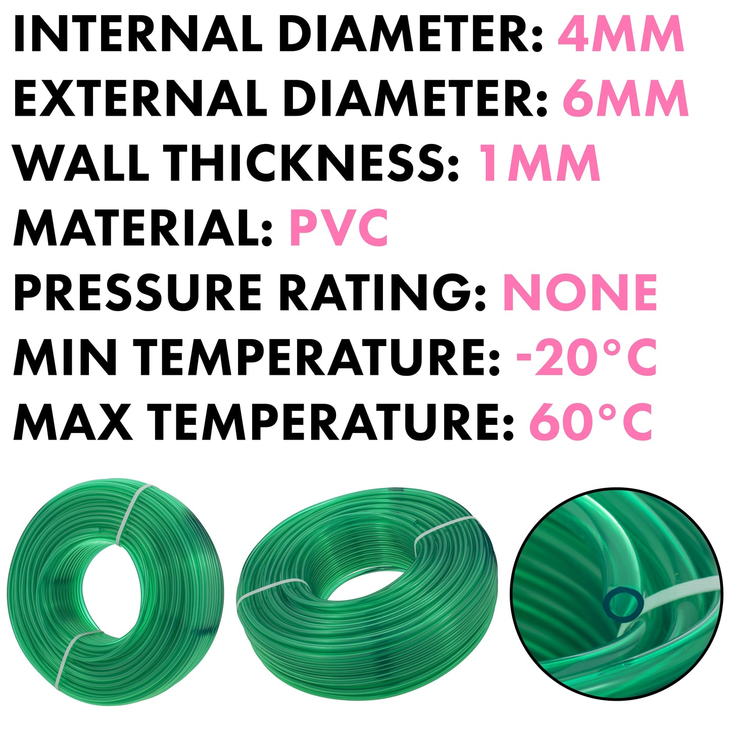 PVC Semi-Transparent Pipe Green 4mm x 6mm
