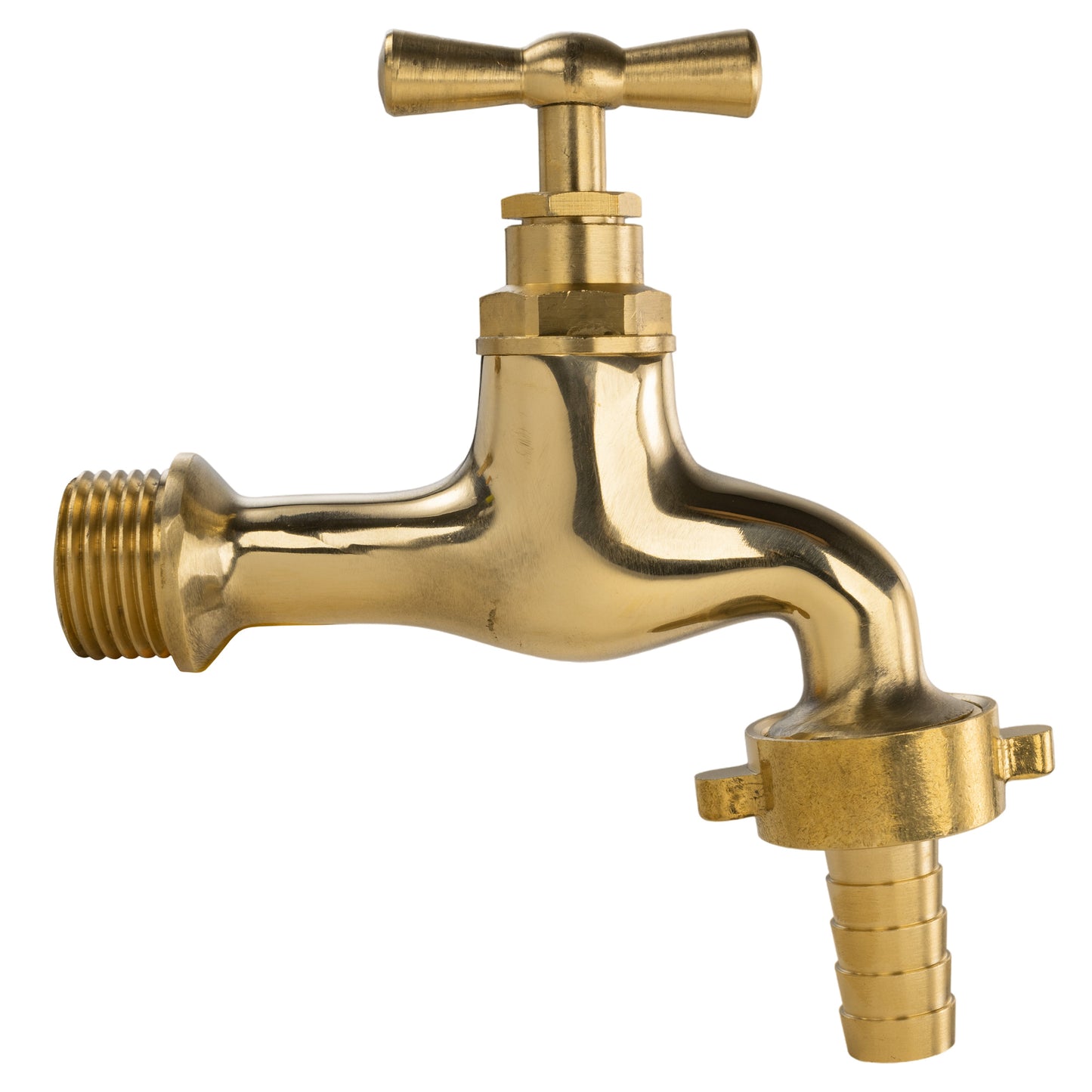 1/2'' BSPM Polished Brass Garden Tap with 13mm Barbed Outlet