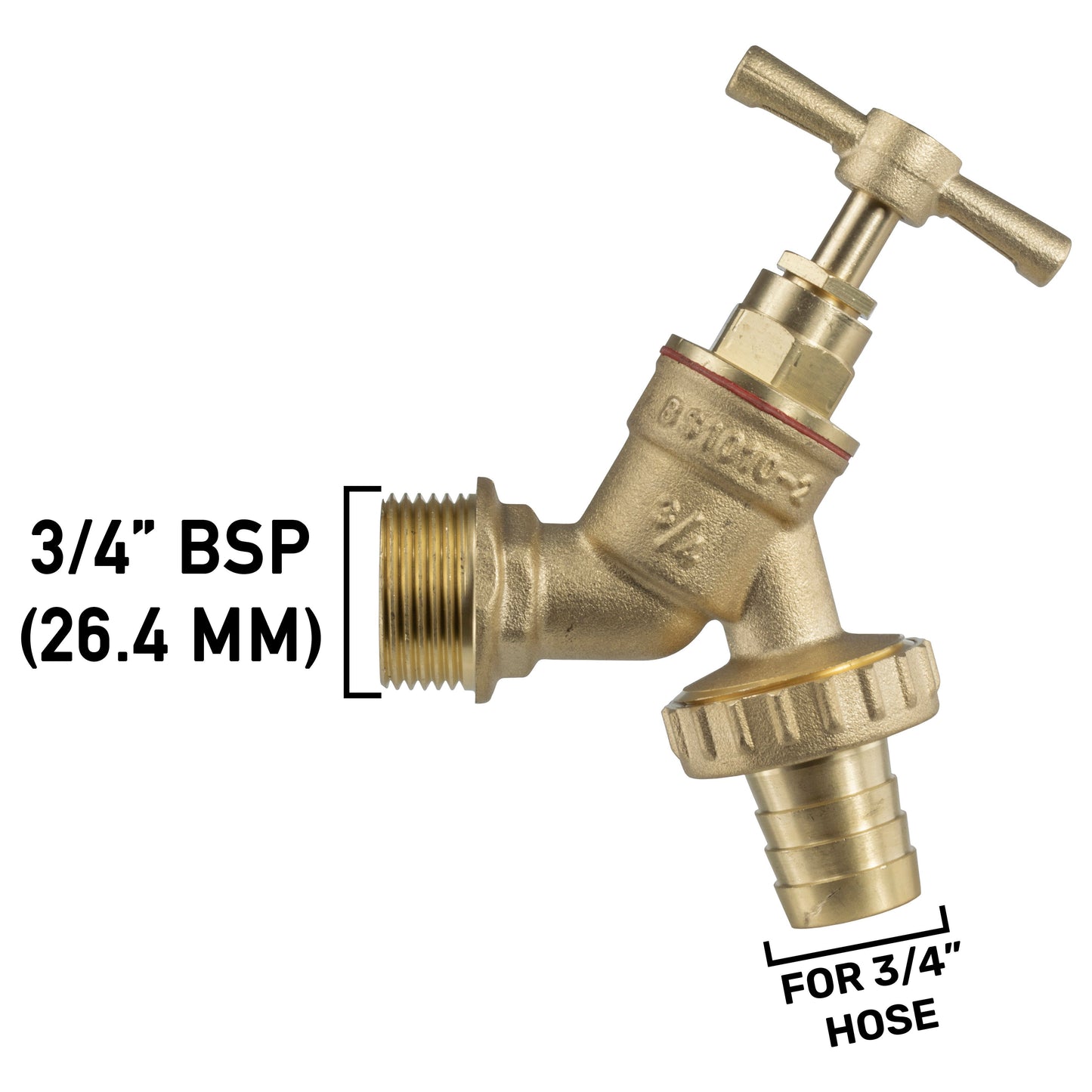 25mm MDPE Wall Flange and Brass Garden Tap Set with 3/4" Barb