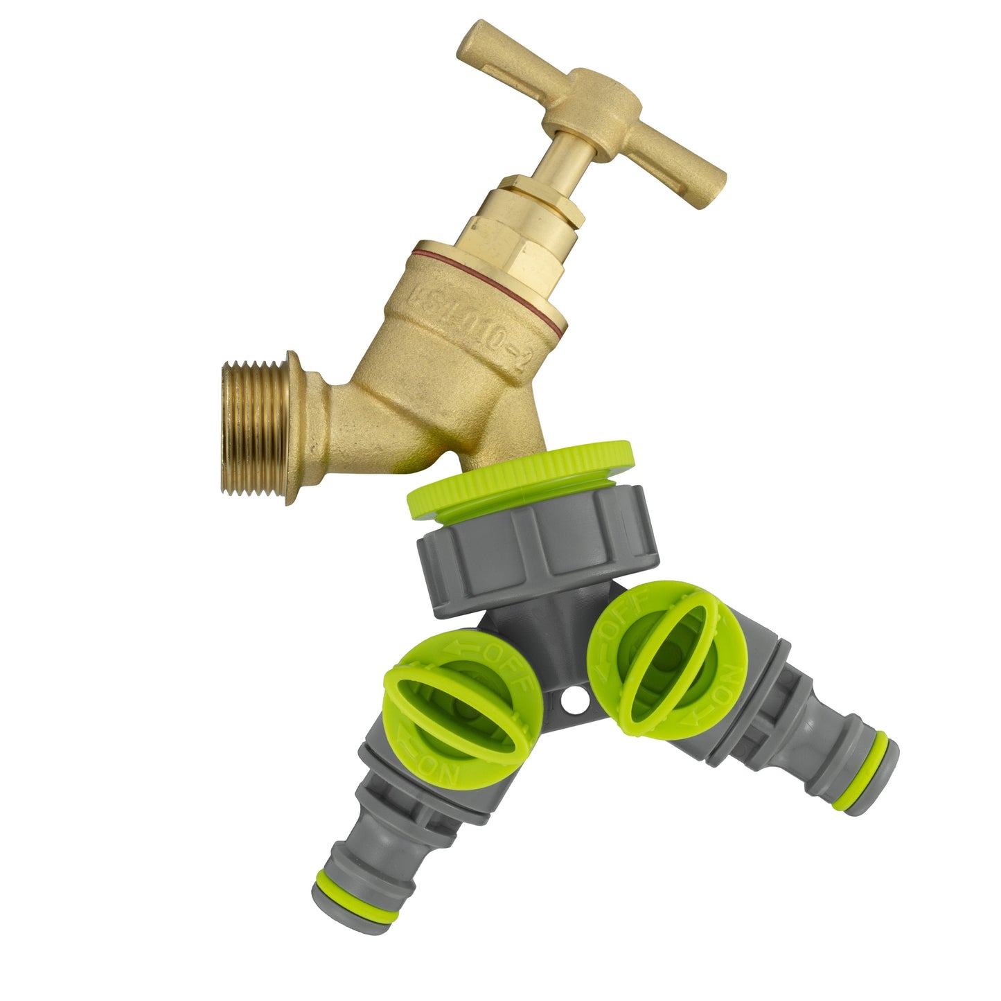 25mm MDPE Wall Flange Set Complete with Brass Bib Tap, Dual Outlet Splitter and Fittings