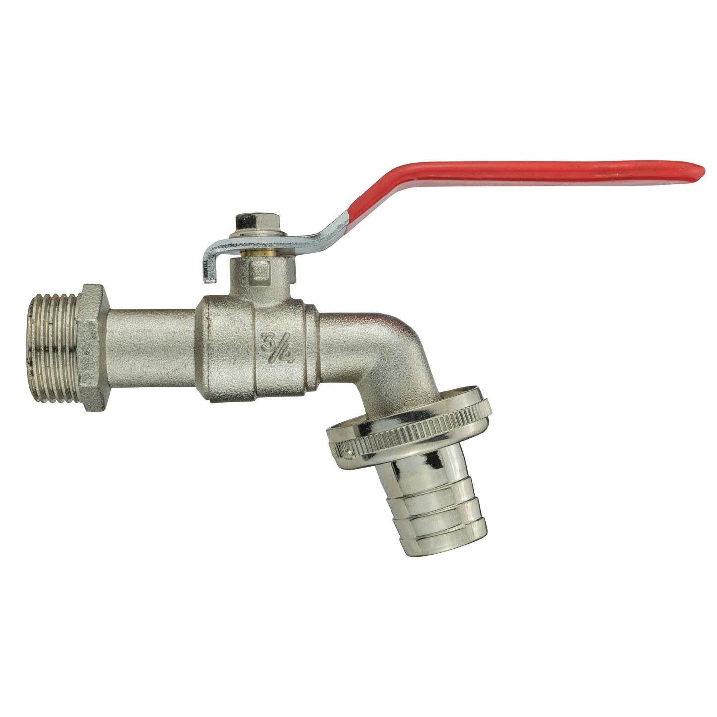 Bradas Nickel-Plated Brass Garden Lever Tap – 3/4" BSP Male Inlet with Barb Outlet