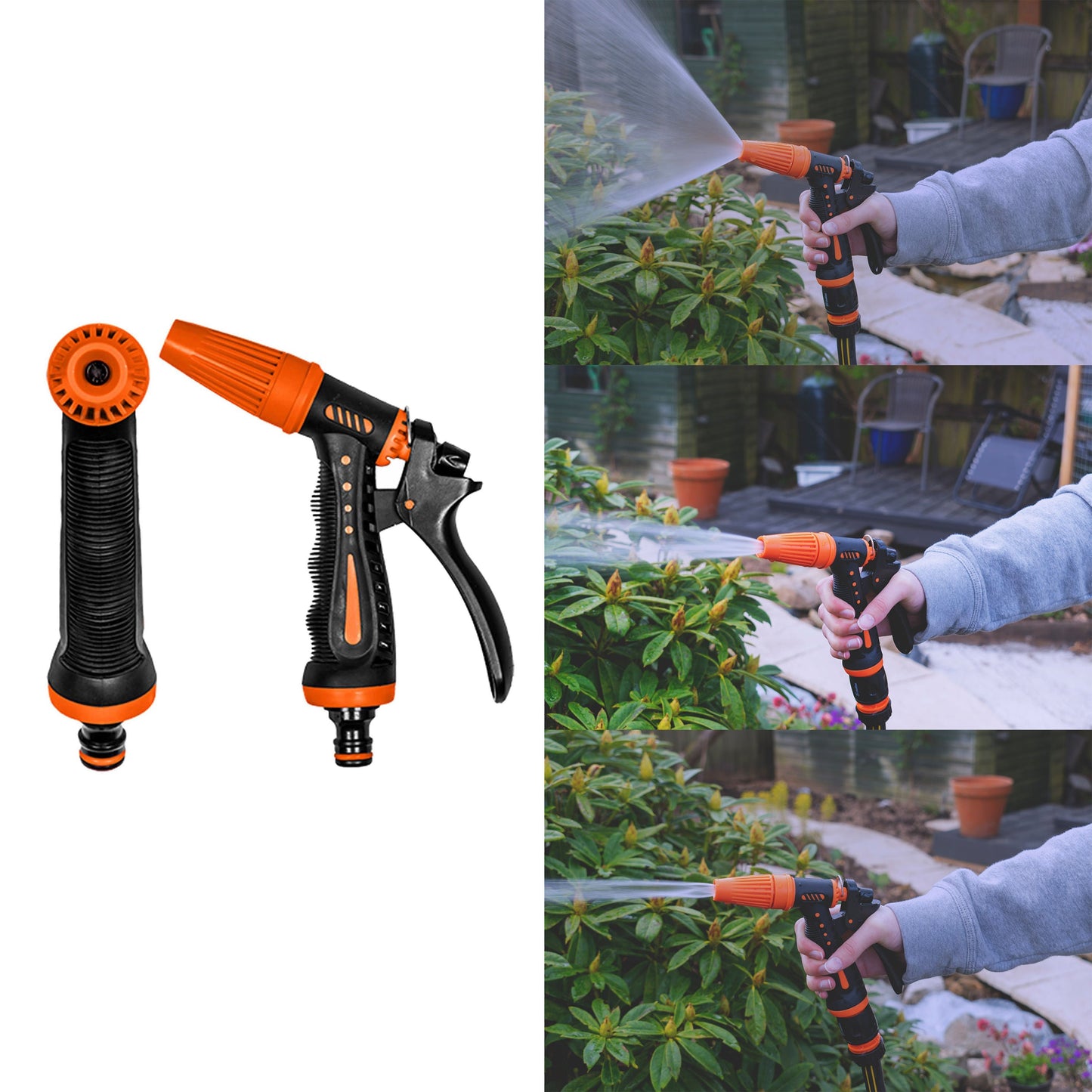 Black/Orange Adjustable Spray Pattern Garden Hose Gun
