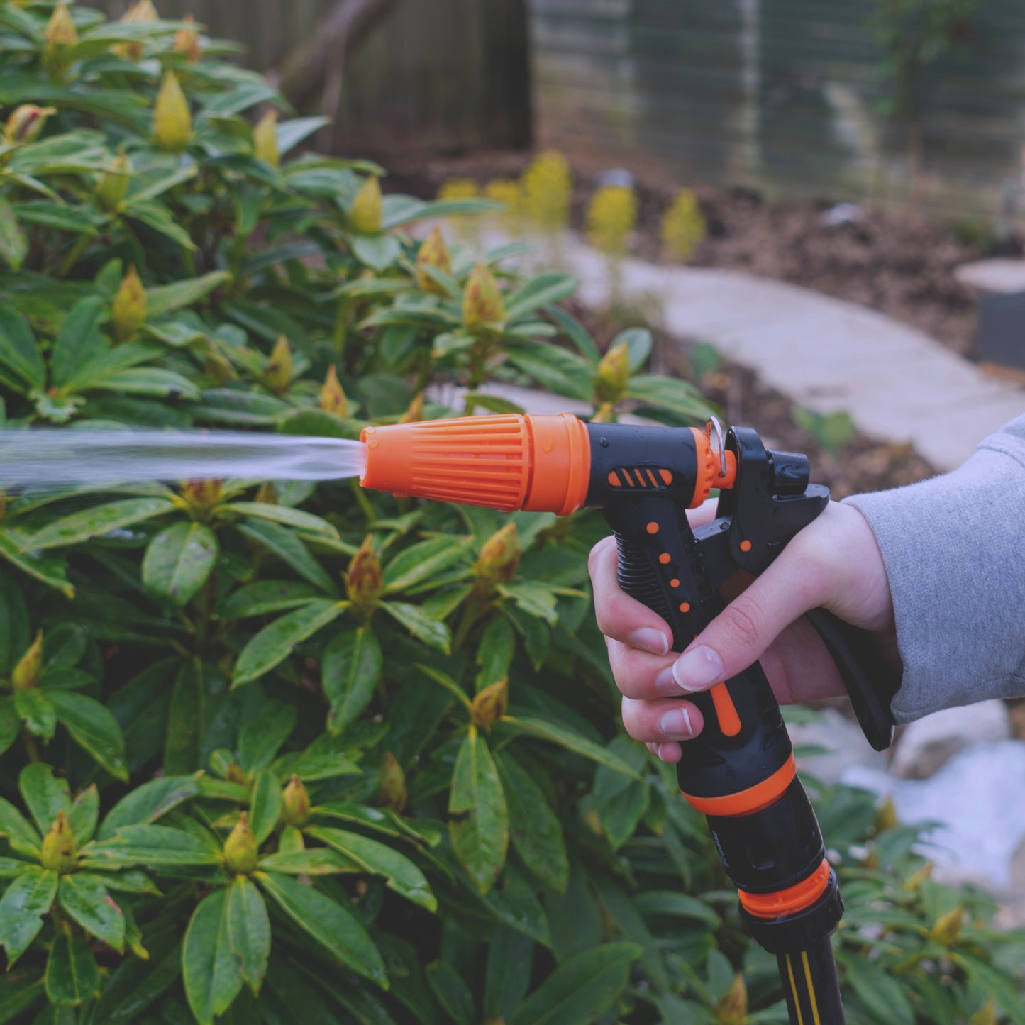 Black/Orange Adjustable Spray Pattern Garden Hose Gun