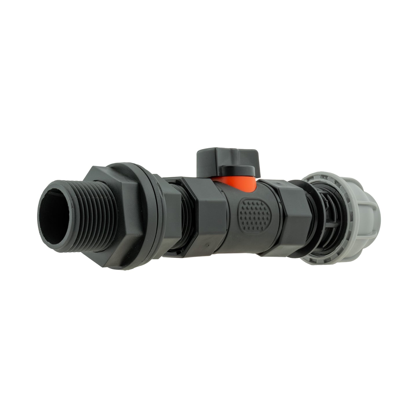 Water Butt Connector 3/4" BSP with In-Line BSPF Valve and 20mm MDPE Straight Connector