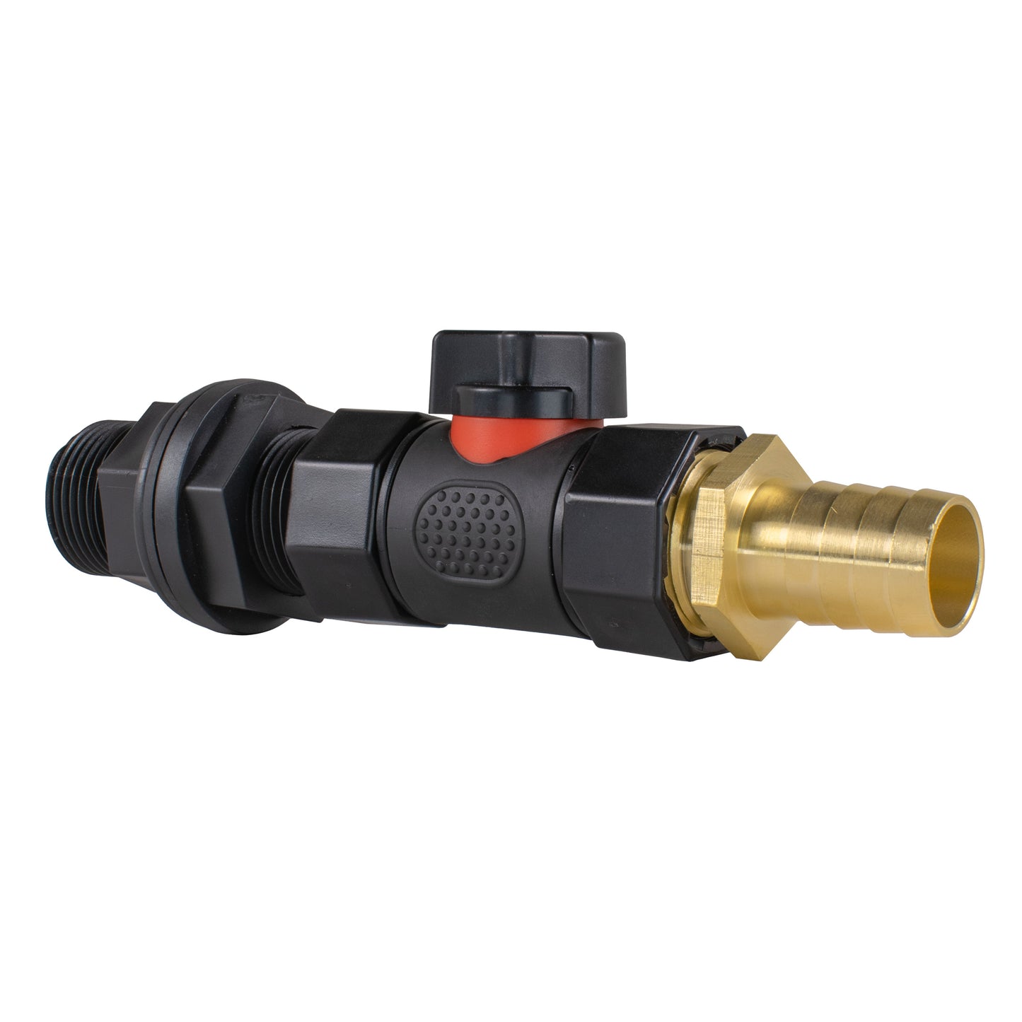 Water Butt Connector 3/4" BSP with In-Line BSPF Valve and 19mm Brass Barbed Fitting