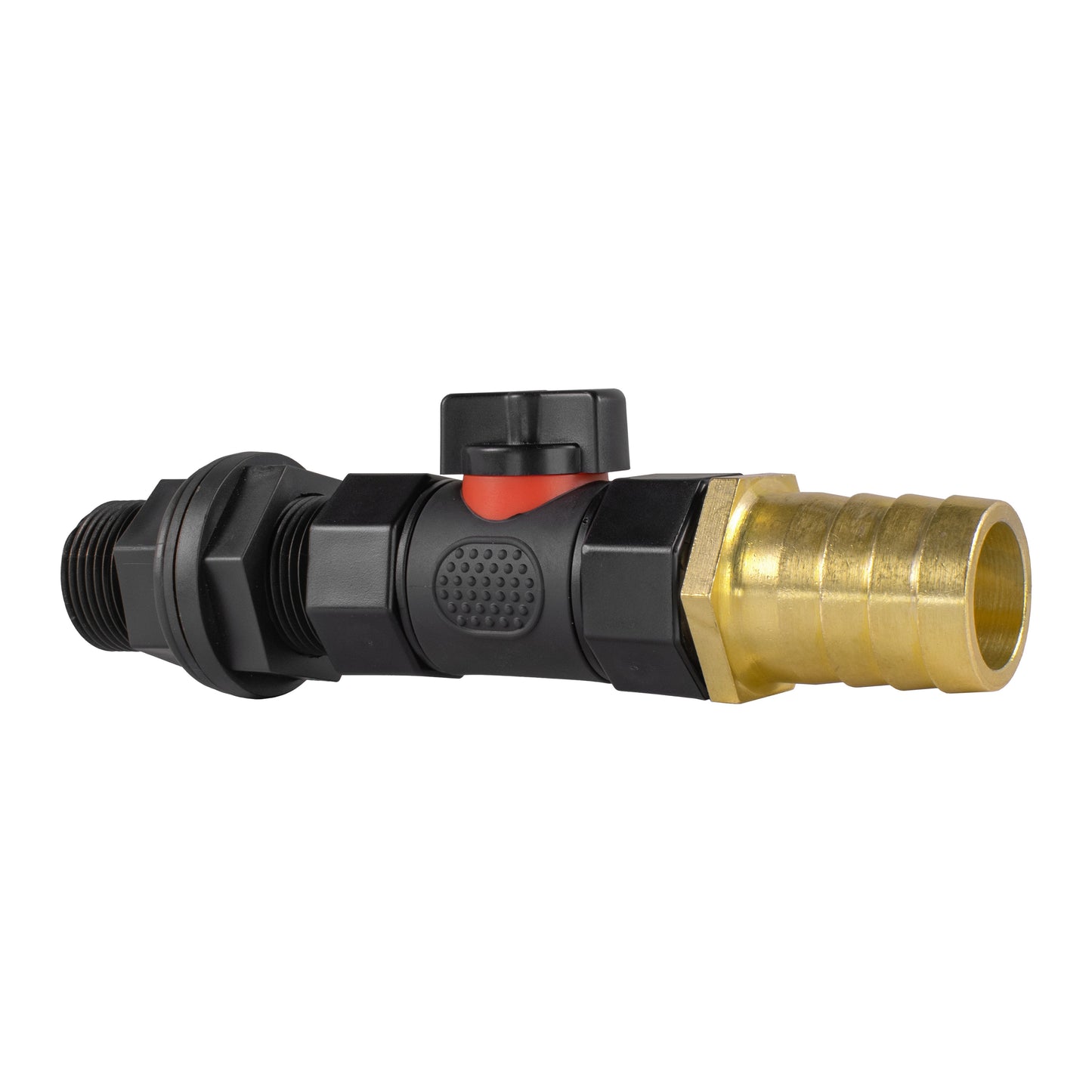 Water Butt Connector 3/4" BSP with In-Line BSPF Valve and 25mm Brass Barbed Fitting